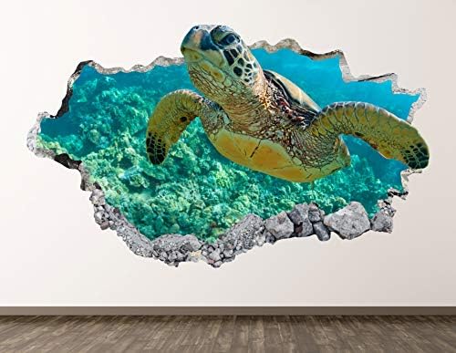 Vahşi Kaplumbağa Duvar Çıkartması sanat dekoru 3D Çökerttiğini Okyanus Hayvan Sticker Posteri Çocuk Odası Duvar Özel Hediye BL685 (70