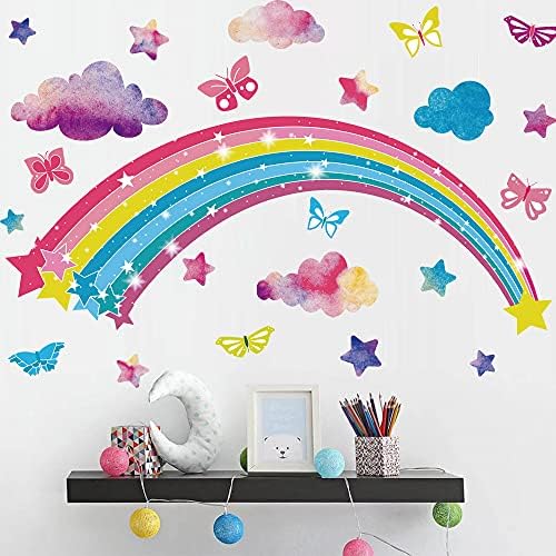 Yanxi Ev Dekor Büyük Gökkuşağı Duvar Sticker Çocuk Kız Gökkuşağı Duvar Çıkartmaları Sanat Kız Yatak Odası Kreş Ev Dekorasyonu (Renkli