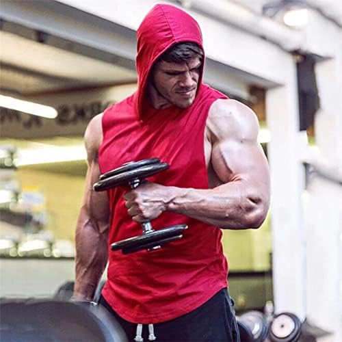 FLLSGT erkek Egzersiz Kapşonlu Tankı Üstleri Spor Eğitimi Kolsuz Spor Hoodies Spor Vücut Geliştirme Kesilmiş Kas Gömlek