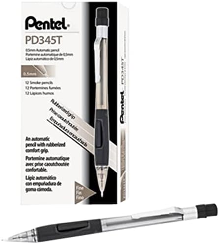 Pentel ® Quicker-Clicker ™ Mekanik Kurşun Kalem, 0,5 mm, 2 Kurşun, Şeffaf Siyah Namlu