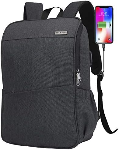 MAXTOP Laptop Sırt Çantası Kadın Erkek Kolej Sırt Çantası İş seyahat sırt çantası Su Geçirmez Bilgisayar Sırt Çantası USB şarj portu