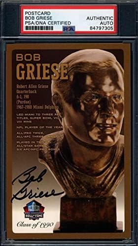 Bob Griese PSA DNA İmzalı Onur Listesi Bronz Büstü Kartpostal İmzası-NFL Kesim İmzaları