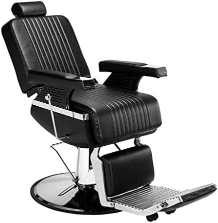 ZLXDP Kuaförlük Uzanmış Sandalye Berber Saç Kesimi Sandalye Dönebilen ve Kaldırılabilir Koymak Kolay Silinmiş Siyah