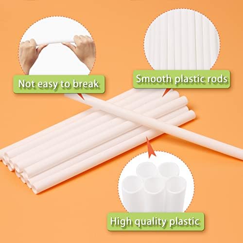 Ira Pollitt 42 Adet Beyaz Plastik Kek Dübel Çubukları Katmanlı Kek İnşaat Çubukları 0.4 İnç Çaplı Kek İstifleme Katmanlı Kek İstifleme