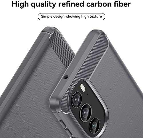 Motorola Edge Plus 2022 Kılıfı için KHT, Karbon Fiber Fırçalanmış Silikon Jel Kauçuk Tampon Kılıf Şok Emici Esnek TPU Parmak İzi Önleyici