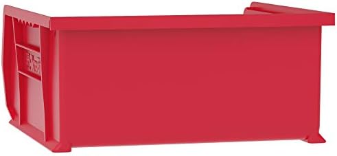 Akro-Mıls 30235 AkroBins Plastik Saklama Kutusu Asılı İstifleme Kapları, (11 inç x 11 inç x 5 inç), Kırmızı, (6'lı Paket)