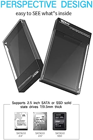 DGZOMYTEK 2.5 inç SATA HDD ssd'den USB'ye 3.1 HDD muhafaza Tip-C Arayüzü Şeffaf SSD Durumda (2509)