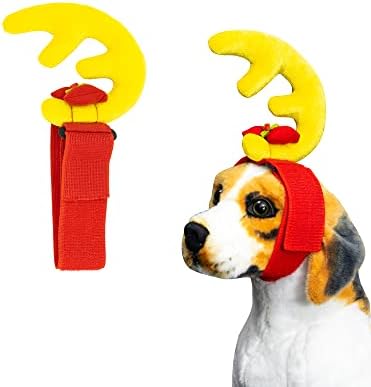 Köpek Boynuz Kafa Bandı Küçük Köpekler için, ren Geyiği Kafa Bandı Ayarlanabilir Kayış ile Pet Cosplay Kostüm Cadılar Bayramı Noel