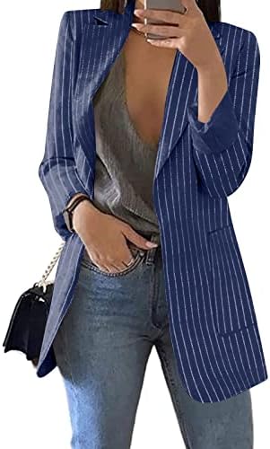 Kadınlar için Blazer Ceketler, rahat Uzun Kollu Hafif İş Ofis Ceket Açık Ön Hırka Dış Giyim Cepler ile