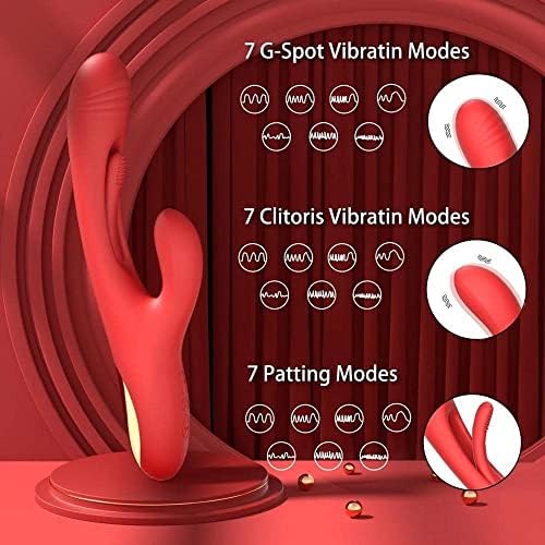 2023 Tavşan Klitoris Vibratör Kadınlar için, 21 Modları Güçlü G-spot Titreşimli Seks Oyuncak Klitoral Stimülatörü (Kırmızı)