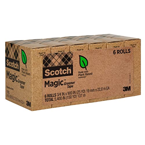 Scotch Magic Greener Tape, 6 Rulo, Çok Sayıda Uygulama, Görünmez, Tamir için Tasarlanmış, 3 / 4x900 İnç, Kutulu (812-6P)