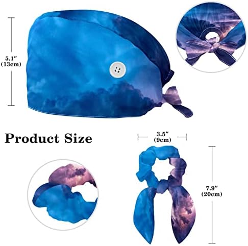 yoyoAmoy Ayarlanabilir Çalışma Kap Düğmeleri ile Fırtına Flaş Hava Gökyüzü Kabarık Şapka Elastik Bandaj Kravat Geri