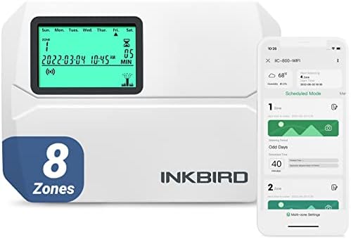 Inkbird ITC - 308 Dijital Sıcaklık Kontrol Cihazı 2 Kademeli Çıkış Termostatı ve Akıllı Sprinkler Kontrol Cihazı WiFi 8 Bölge, İç /