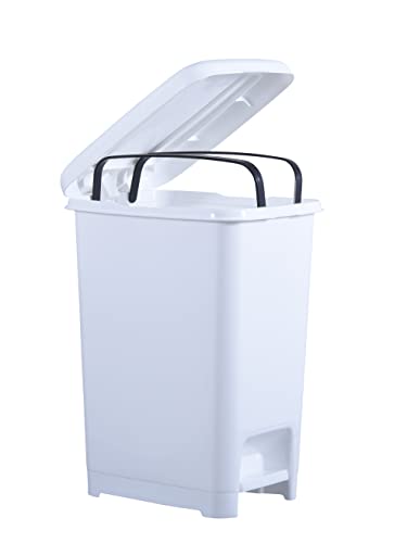 Superio 6.5 Galon İnce Adım Pedalı Plastik çöp tenekesi, çöp kutusu Masa Altı, Ofis, Yatak Odası, Banyo - 26 Qt, Beyaz