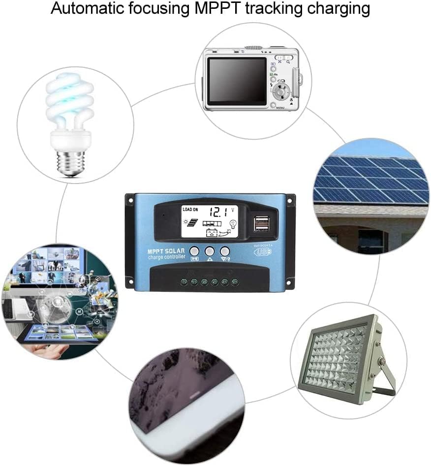 100A MPPT Solar Şarj regülatörü 12 v/24 v Akım Otomatik Odaklama lcd ekranlı MPPT İzleme Şarjı Çift USB Güneş Regülatörü Şarj regülatörü