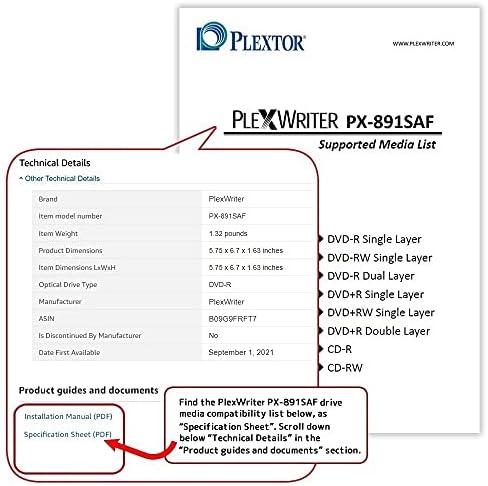 Plextor PlexWriter PX-891SAF 24X SATA DVD / RW Çift Katmanlı Yazıcı Sürücüsü Yazıcı-Siyah (Toplu)