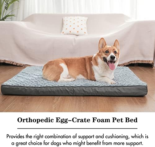 Yumurta-Sandık Köpük Ortopedik köpek yatağı ile Gül Peluş Çıkarılabilir Kapak, Gri Pet Yatak Mat ile Yıkanabilir Su Geçirmez Astar