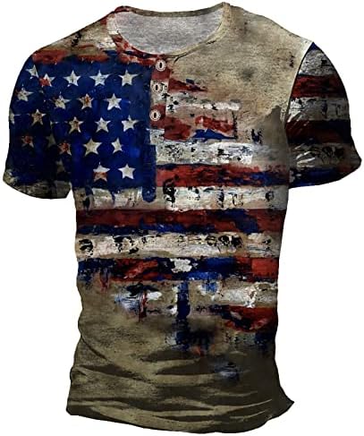 Bmısegm Yaz Egzersiz Gömlek Erkekler için erkek Amerikan Bayrağı Vatansever Kısa Kollu Bağımsızlık Günü T Shirt Ağır T Shirt