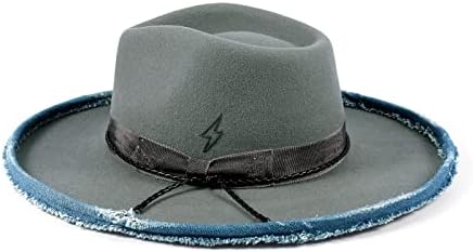 Vintage Geniş fötr şapka şapkalar Mens Kadınlar için %100 % Yün Keçe Panama Çiftlik Sahibi Şapka Yıldırım Logosu Sıkıntılı / Yanmış