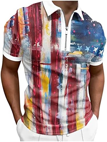 Erkek ABD Bayrağı polo gömlekler Yurtsever 4th Temmuz T-Shirt Yaz Casual Gevşek Fit Kısa Kollu Vintage Golf Polos