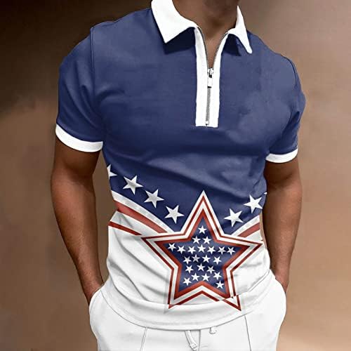 Erkek Amerikan Bayrağı polo gömlekler Yurtsever 4th Temmuz T Shirt Yaz Rahat Kısa Kollu Vintage Tunik Üstleri