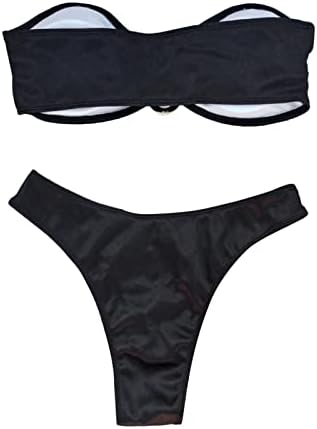 Kadın İki Parçalı Mayo Seksi Mayo Halter Dize Üçgen Bikini Setleri Renk Blok Bandeau Yüzmek Üst