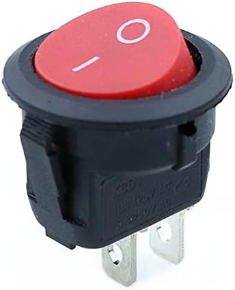 MAKEE 5 ADET KCD1 Yuvarlak Kare Tekne Rocker Anahtarı Siyah Kırmızı 2 Pin SPST ON-Off AC 6A 250 V /10A 125 V Düğme Anahtarı (Renk :