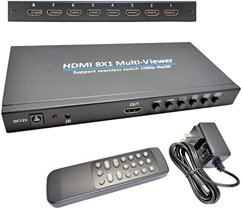 YOTOCAP HDMI 8x1 Quad Çok Görüntüleyici Dikişsiz Anahtarı 1080 p 4K@30Hz 6 Görüntüleme Modları Çoklu HDMI Görüntüleyici 8 in 1 Out