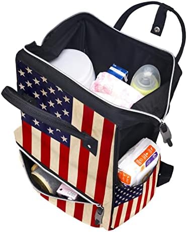 GUEROTKR Seyahat Sırt Çantası, Bebek Bezi Çantası Sırt Çantası, Bebek bezi Sırt çantası, Retro Amerikan bayrağı deseni