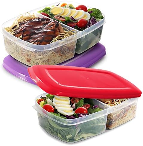 Zilpoo 2 Paket – 1 Bölmeli Yemek Hazırlık kapaklı konteyner, Yeniden Kullanılabilir plastik gıda saklama kutusu, Mikrodalga Yetişkin