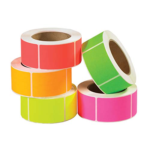 Tape Logic® Envanter Dikdörtgen Etiketleri, Floresan Paketler, 2 x 4, Çeşitli Renkler, 5000 / Kutu