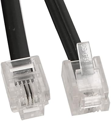 Aexit RJ11 6P2C İletim Telefon Telefon Hattı Uzatma Kablosu Kablosu 0.5 M 1.6 Ft Uzunluk Siyah