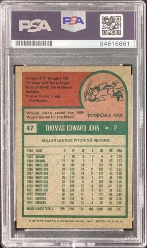 Tommy John İmzalı 1975 Topps 47 Beyzbol Kartı Dodgers PSA / DNA İmzası Nane 9-Beyzbol Slabbed İmzalı Kartlar
