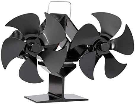n / a siyah şömine Fan çift başlı ısı Powered soba Fan günlük ahşap brülör sessiz ev şömine Fan (Renk : siyah, boyutu: 160x185mm)