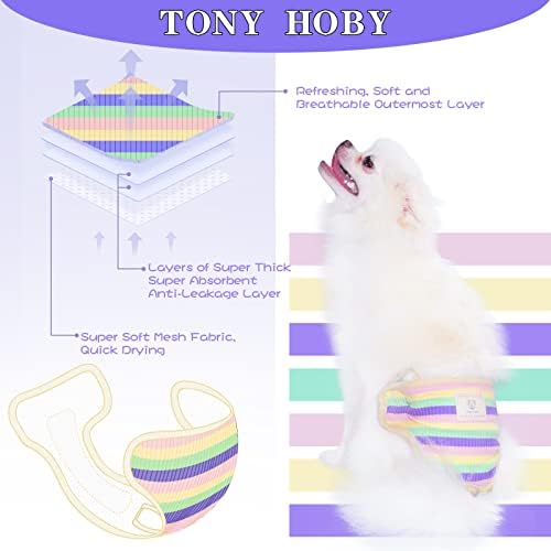 TONY HOBY Dişi Köpek Bezi, Yıkanabilir Dişi Köpek Bezi, Yeniden Kullanılabilir Dişi Köpek Bezi (3'lü Paket, Renkli, XL)