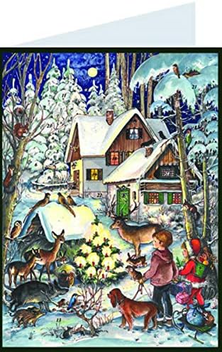 Alexander Taron ADV409 SELLMER Kartpostal Advent - Hayvanlarla Noel Sahnesi, Beyaz