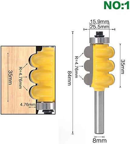 Fansipro 8mm Shank Üçlü Boncuk / Üçlü Flüt Kalıplama Yönlendirici Bit Kesici ağaç işleme aleti, 8MM, Sarı-A