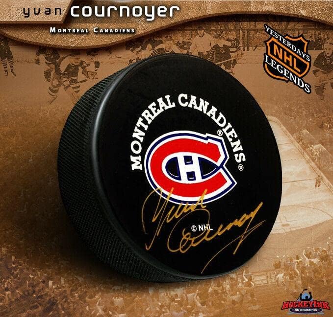 YVAN COURNOYER İmzalı Montreal Canadiens Diski-İmzalı NHL Diskleri