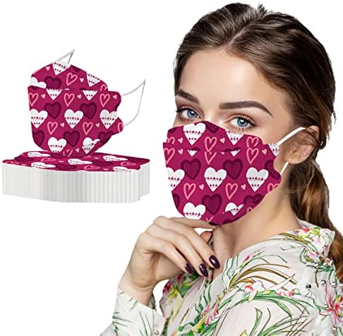 JMETRIE 50 ADET Tek Kullanımlık Yüz Maskesi Yetişkin için, Çiçek Baskı Maskesi Yüz Kapatma Nefes Rahat Maskesi Erkekler Kadınlar için