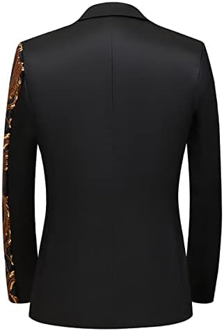 Erkekler Siyah Pullu Parlak Balo Takım Elbise Ceket Bir Düğme Slim Fit Spor Mont ve Blazers Smokin Düğün Ziyafet için