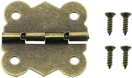 E-üstün 20 Adet Demir Archaize Mini Kelebek Menteşe Mücevher Kutusu Ahşap Kutu Dolap Çekmece Bronz Renk, 1.2 inç 90 Derece