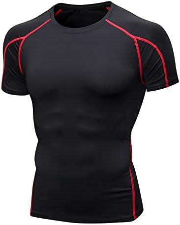 Erkekler Kas Egzersiz T Shirt Vücut Geliştirme Kısa Kollu Tee Üst Hızlı Kuru Atletik Spor Aktif Gömlek Nem Esneklik