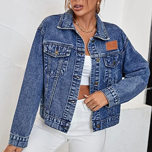 PRDECEXLU Kırpma Uzun Kollu Sonbahar Komik Ceketler Kadın Loungewear Polyester Mont Yumuşak Düğme Düz Renk Ince Yaka