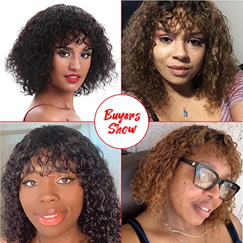 Spot kısa postiç 10 inç Kıvırcık dalgalı insan saçı Bob peruk Siyah Kadınlar için Brezilyalı işlenmemiş insan saçı Peruk Patlama ile