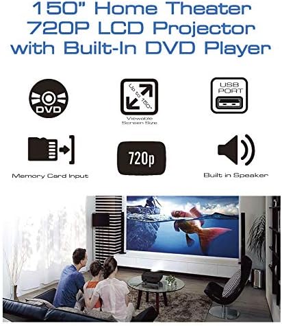 Naxa NVP - 2500 Dahili DVD Oynatıcı ve Bluetooth'lu 150 inç Ev Sineması 720p LCD Projektör