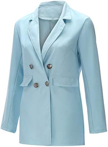Hafif Blazer Ceketler Kadınlar için Yaka Düğmesi Uzun Kollu Elbise Blazer Takım Elbise Cepler ile Çalışma Ofisi için İş