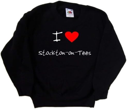 Seviyorum Kalp Stockton-on-Tees Siyah Çocuk Sweatshirt
