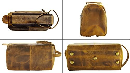 Rustik kasaba Buffalo Deri Makyaj çantası: Vintage Seyahat Tıraş ve Dopp Kiti: Tuvalet malzemeleri, kozmetik ve daha fazlası için: