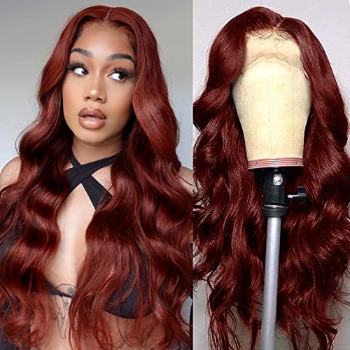 Kırmızımsı Kahverengi dantel ön peruk 12A Vücut Dalga insan Saç Peruk Kadınlar için 13X4 HD Şeffaf Dantel ön peruk 180 % Yoğunluk Brezilyalı