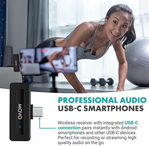 Android için Movo Kablosuz Mini UC Duo Kablosuz Mikrofon - Klipsli Android için Ultra Kompakt Bluetooth Mikrofon Android için Kablosuz